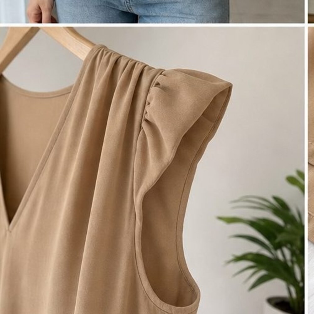 Camel Ruffle Blouse - Picture 5 of 6